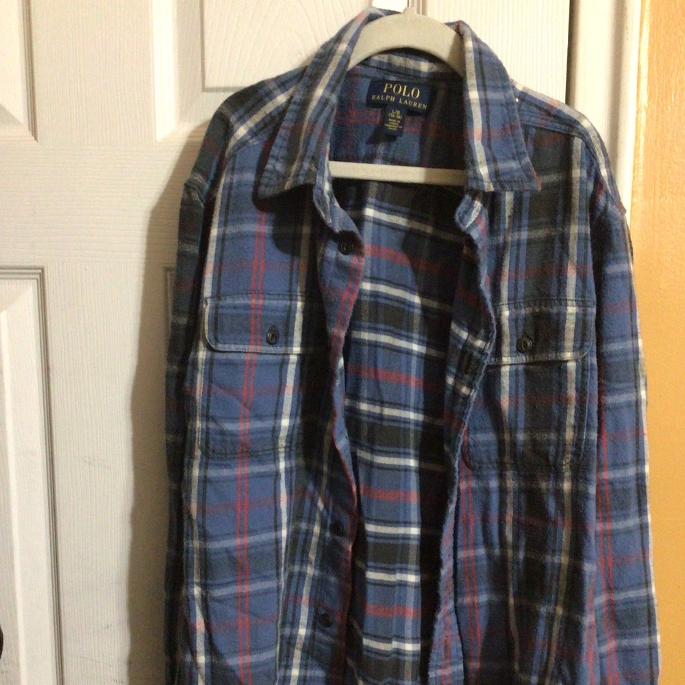 Polo Ralph Lauren button up flannel shirt large 14/16  multi